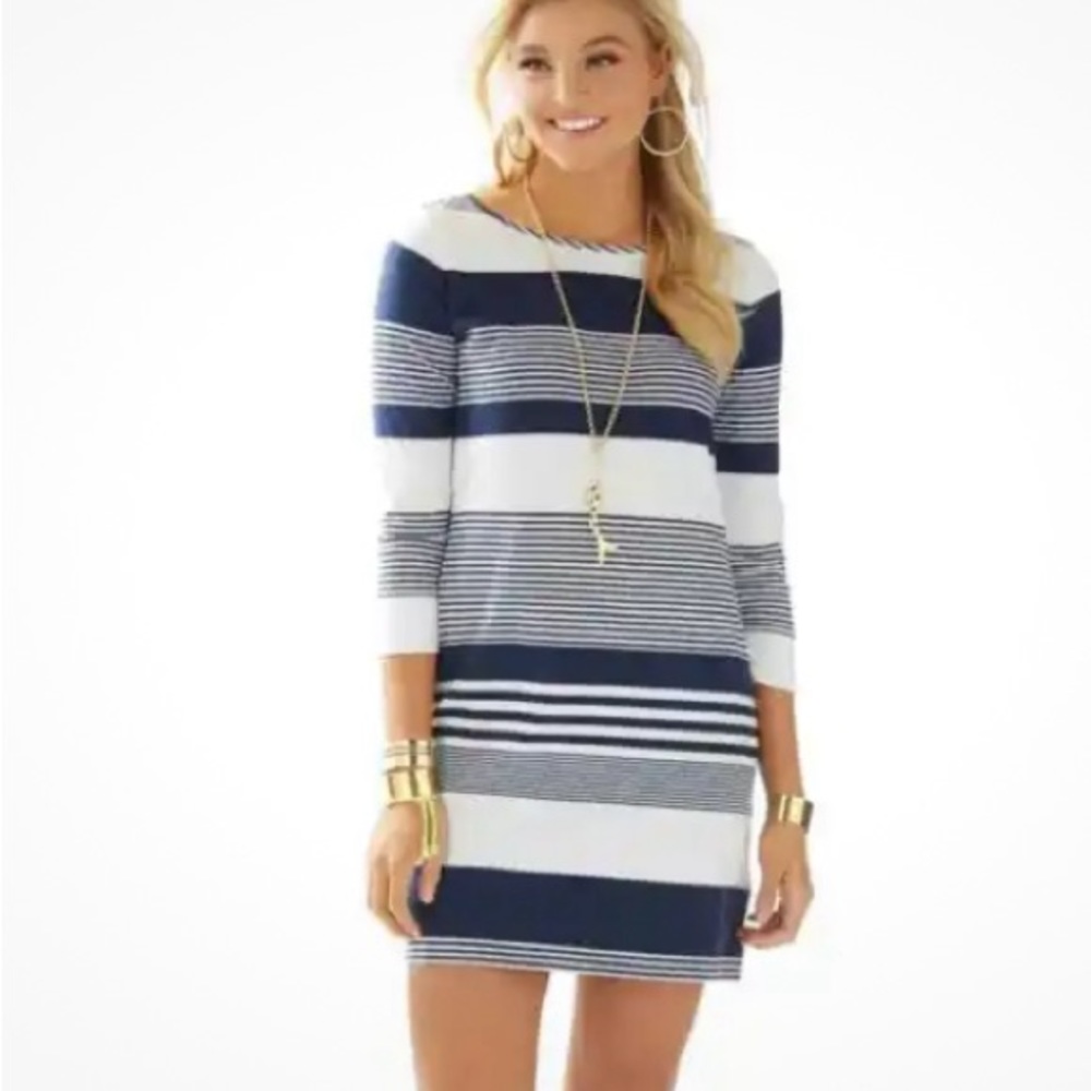 Lily Pulitzer Shift Dress Navy & White Size M